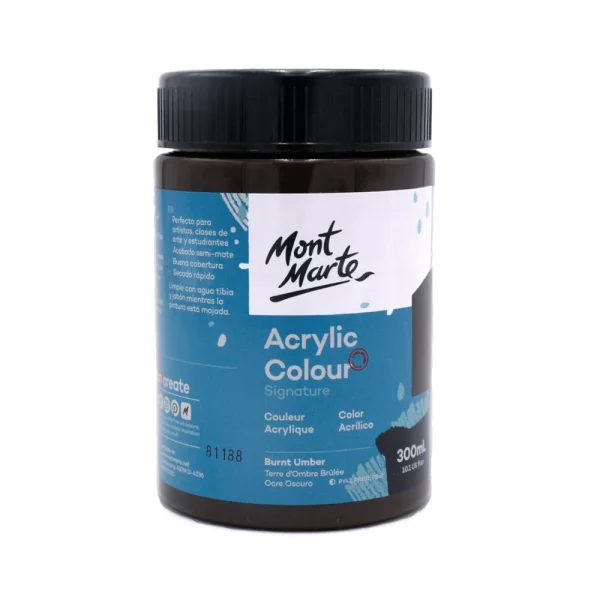 Mont Marte Acrylic Colour Paint 300ml Burnt Umber